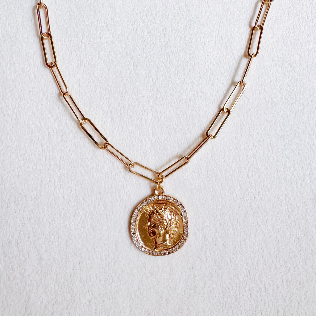 Coin Pendant Necklace, Link Chain Necklace with 3 in Extender – image 2