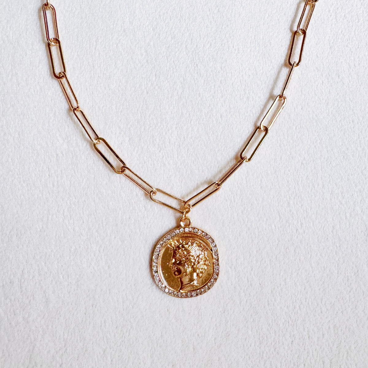 Coin Pendant Necklace, Link Chain Necklace with 3 in Extender – image 2