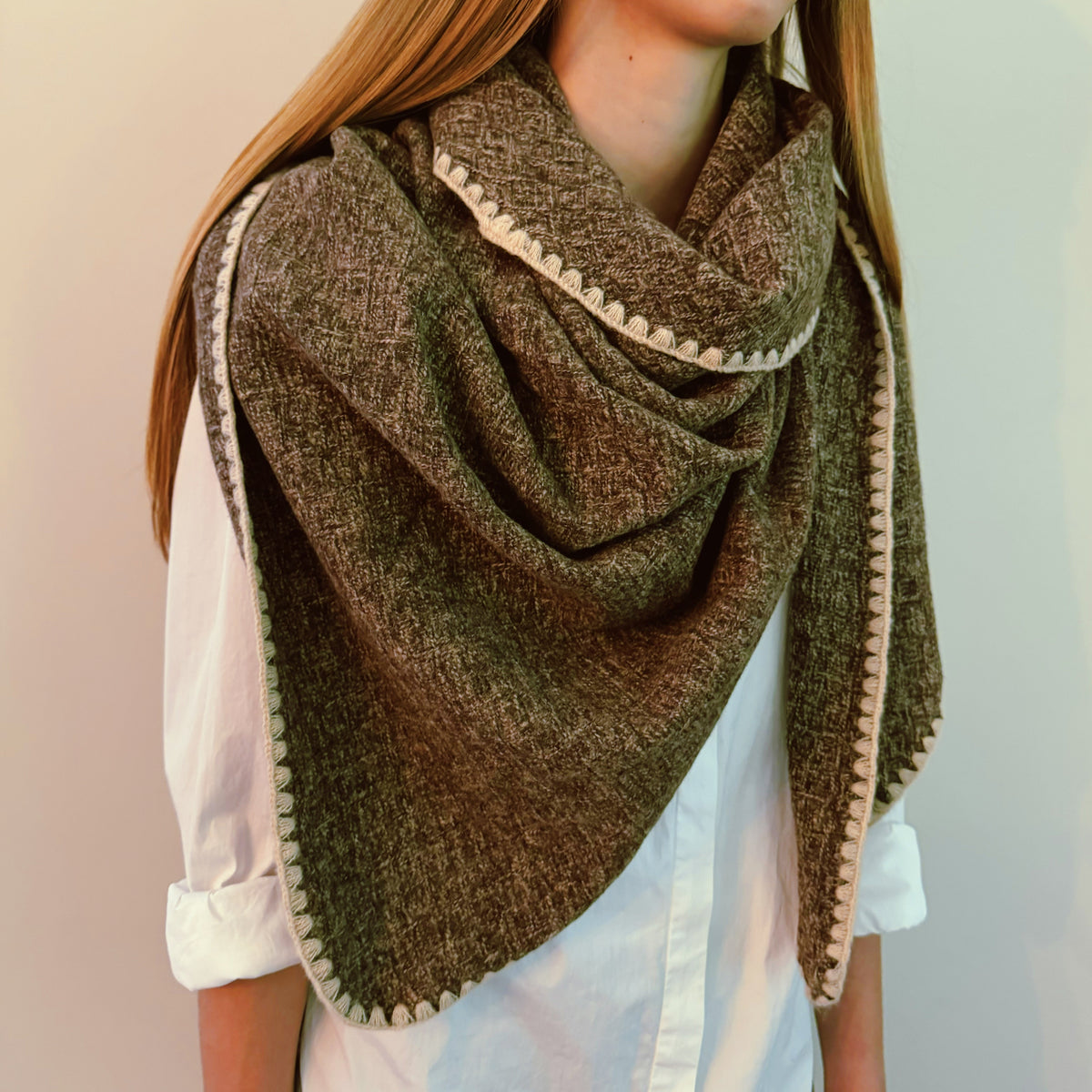 Plaid Triangle Shawl Scarf – 80 x 37 in Winter Wrap – image 12