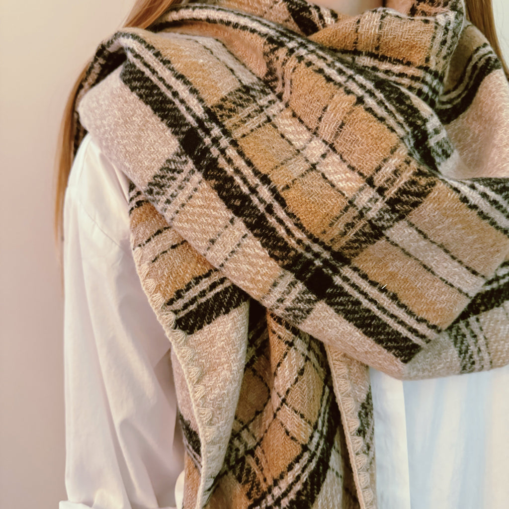 Plaid Triangle Shawl Scarf – 80 x 37 in Winter Wrap – image 13