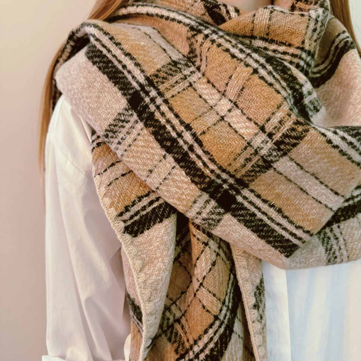 Plaid Triangle Shawl Scarf – 80 x 37 in Winter Wrap – image 13