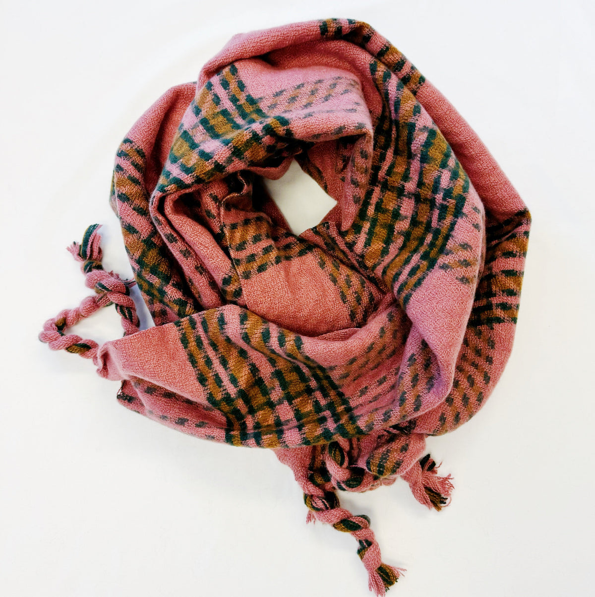 Plaid Scarf – Braided Fringe Blanket Scarf – image 3