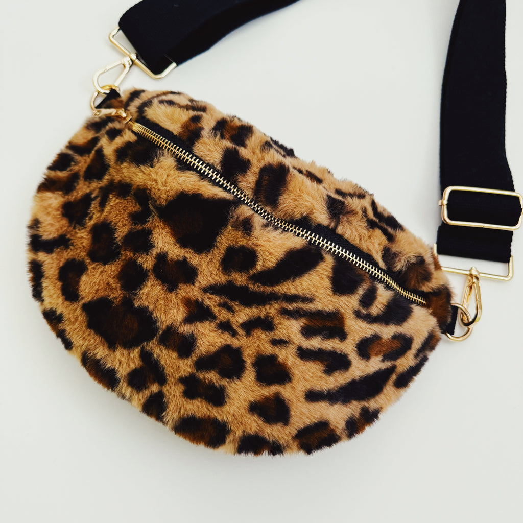 Faux Fur Sling Bag – Soft Crossbody Bag with Wide Adjustable Strap – image 3