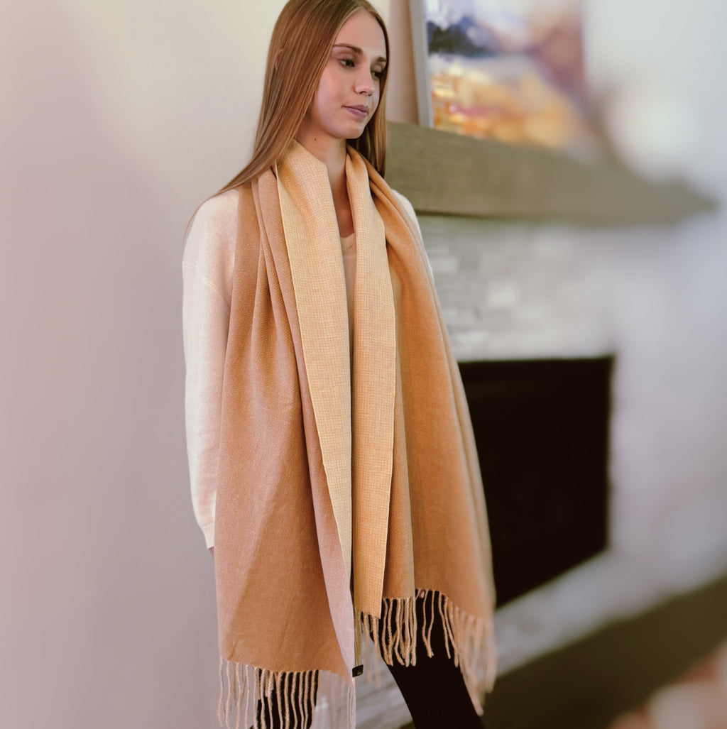 Reversible Fringe Scarf – Rust Double-Sided Winter Wrap