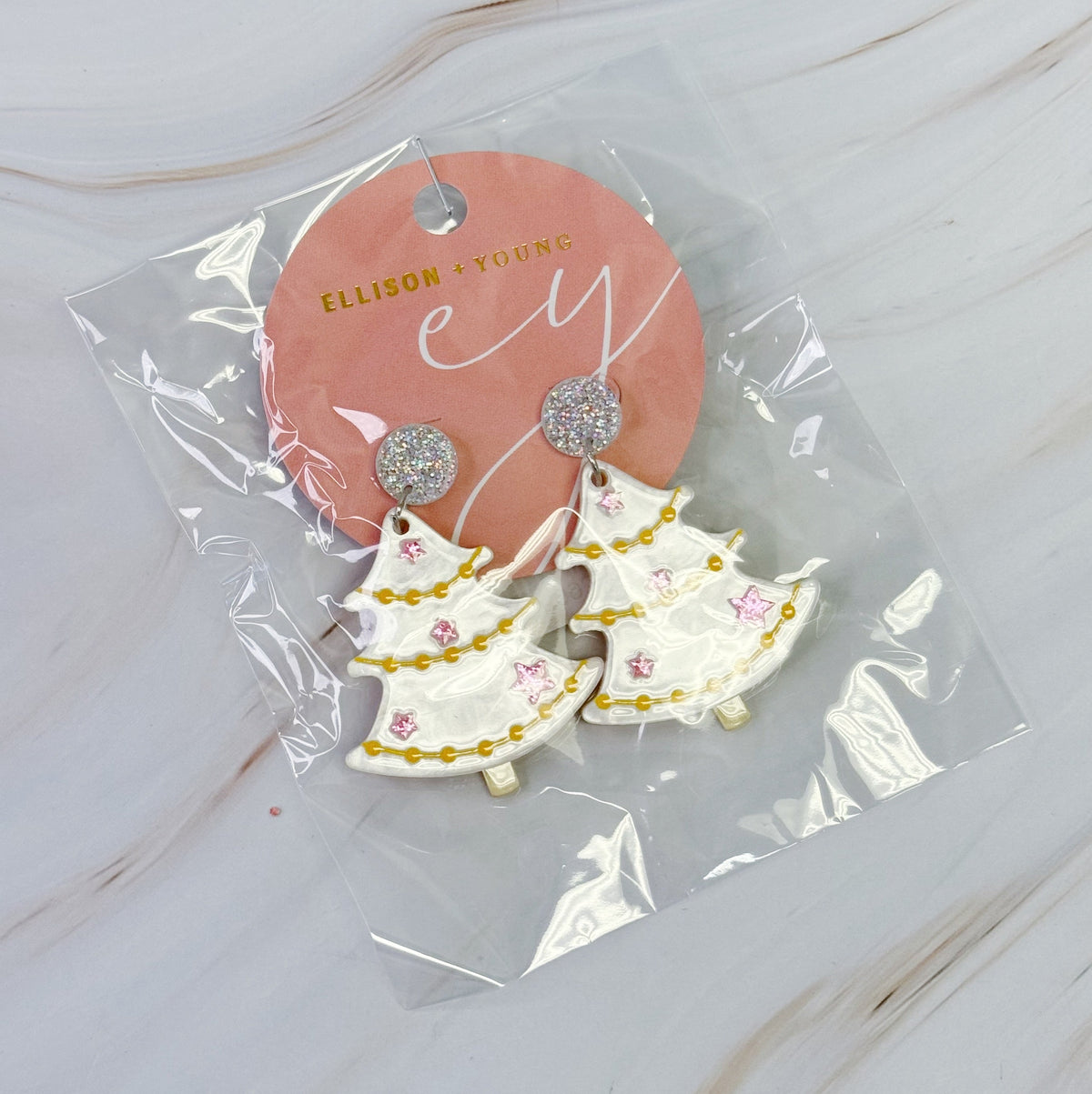 Christmas Tree Earrings – Festive Acrylic Drop Earrings – image 5