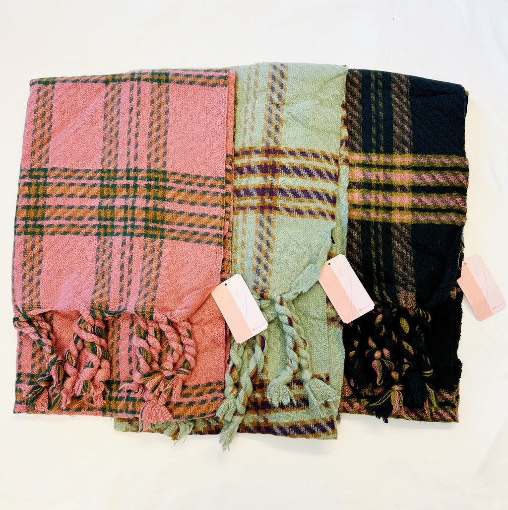 Plaid Scarf – Braided Fringe Blanket Scarf – image 9