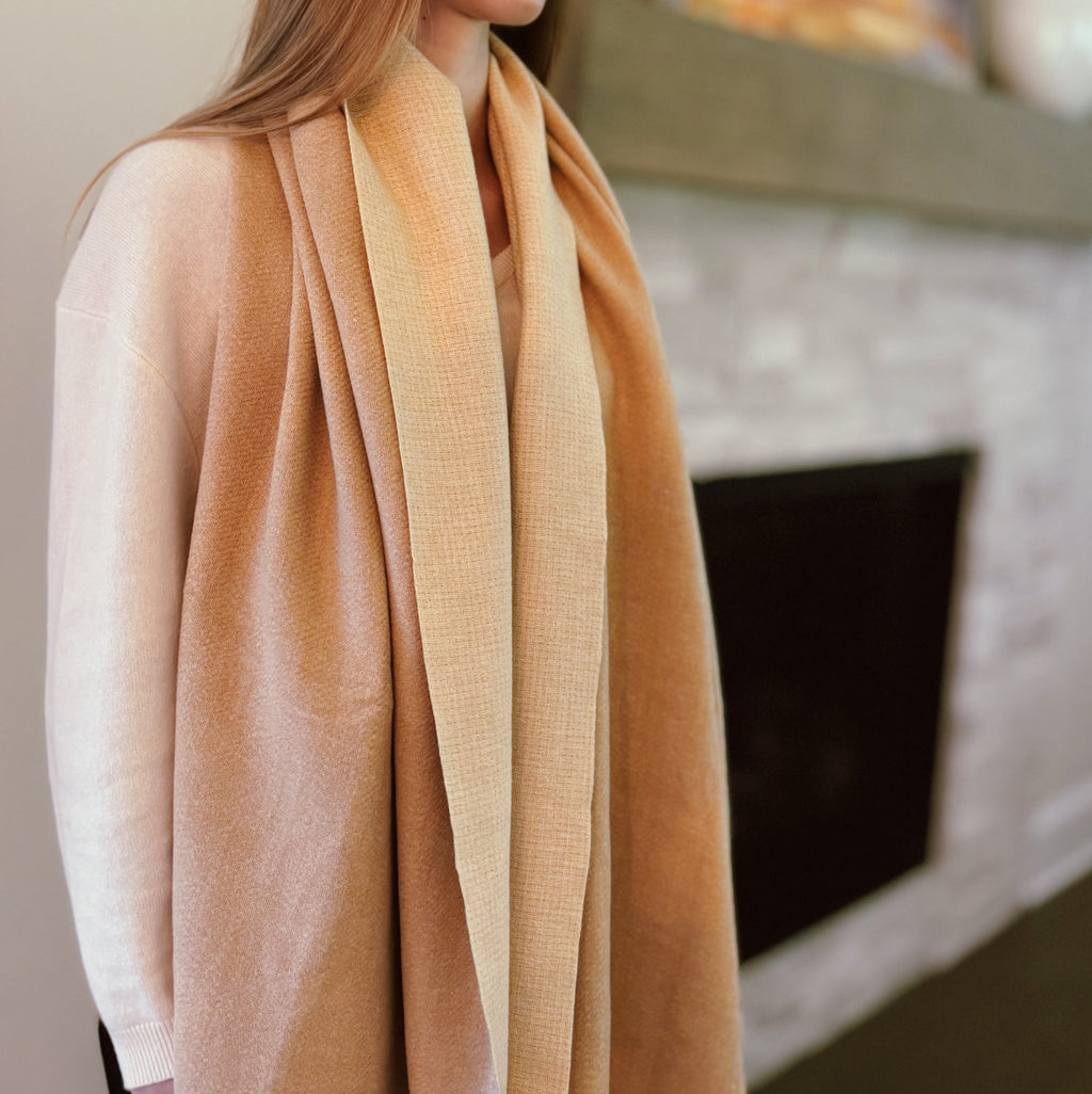 Reversible Fringe Scarf – Rust Double-Sided Winter Wrap – image 7