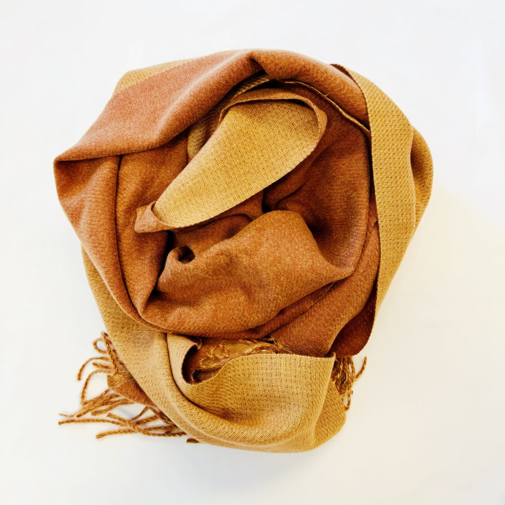 Reversible Fringe Scarf – Rust Double-Sided Winter Wrap – image 4