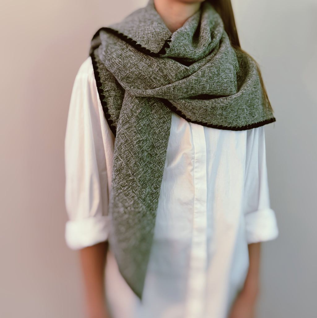 Plaid Triangle Shawl Scarf – 80 x 37 in Winter Wrap – image 11