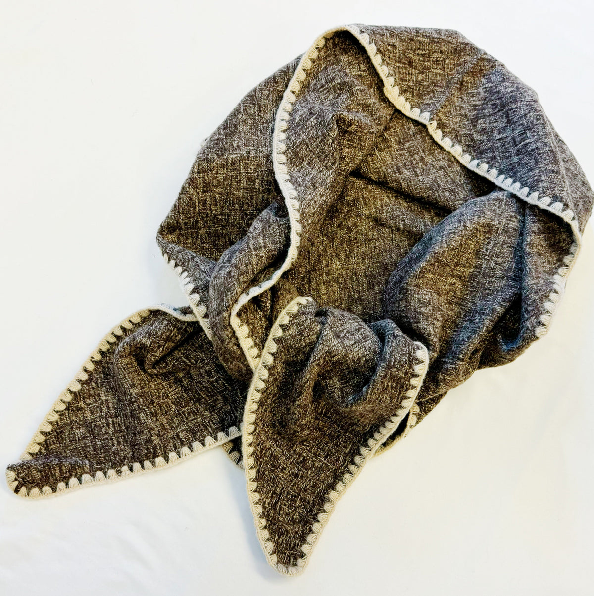 Plaid Triangle Shawl Scarf – 80 x 37 in Winter Wrap – image 7