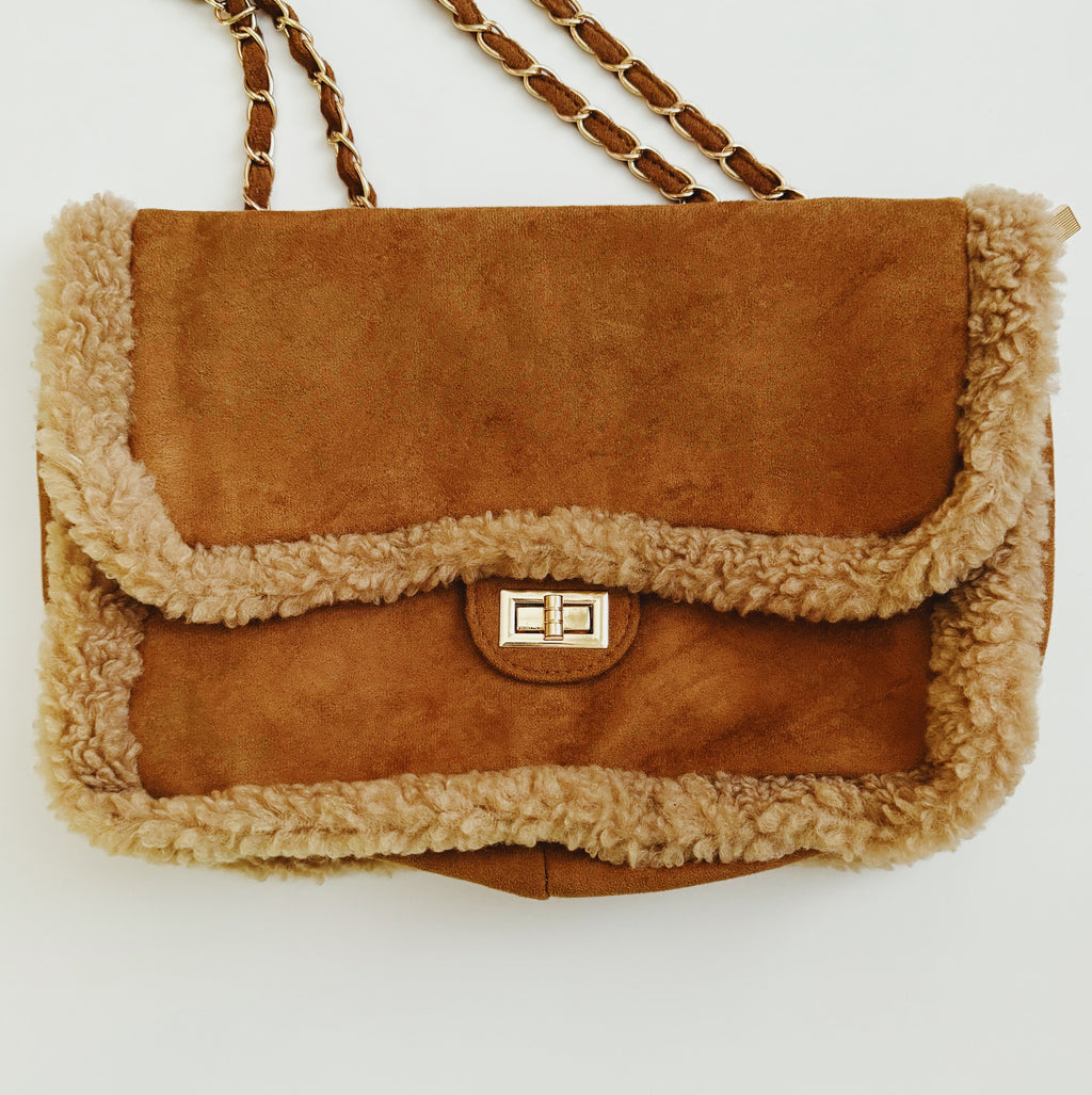 Fluffy Trim Chain Shoulder Bag – Convertible Crossbody Purse – image 6