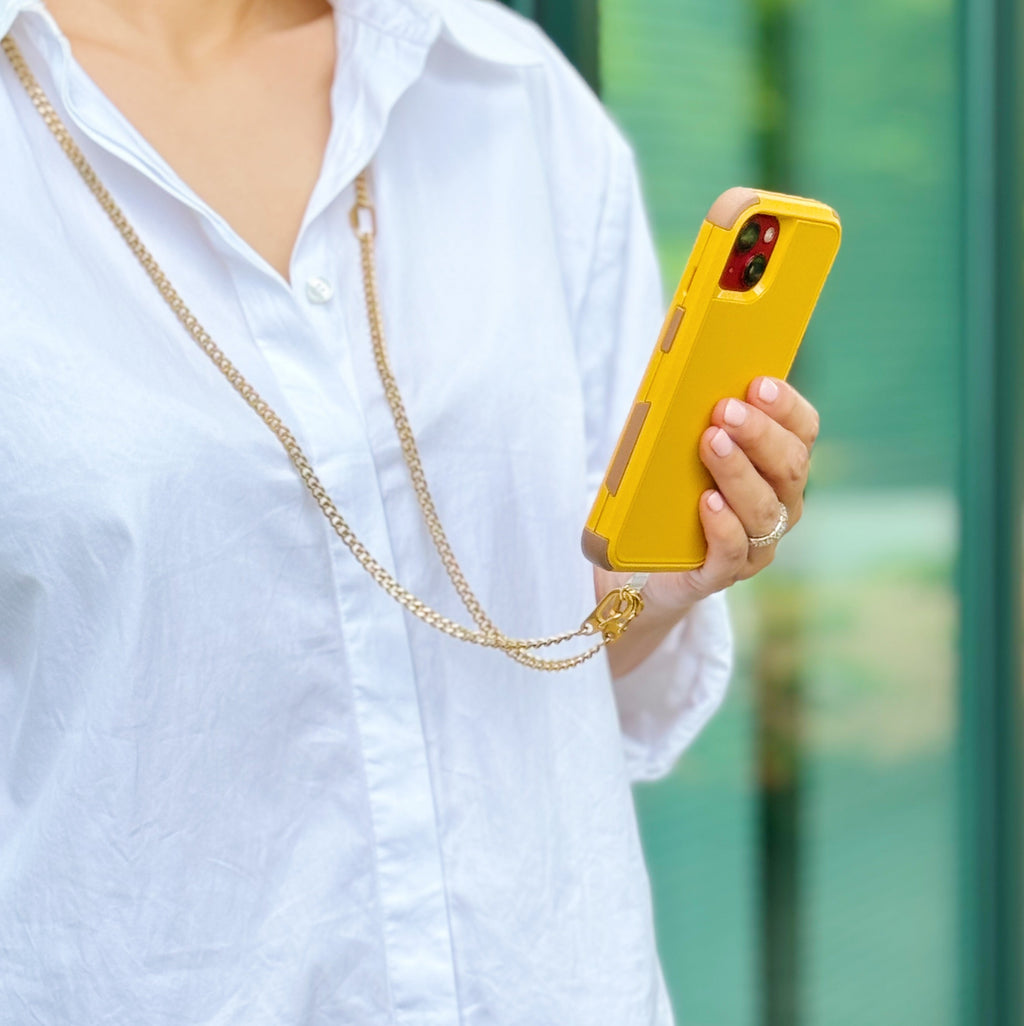 Gold Chain Phone Lanyard – Crossbody Phone Strap, 46 in