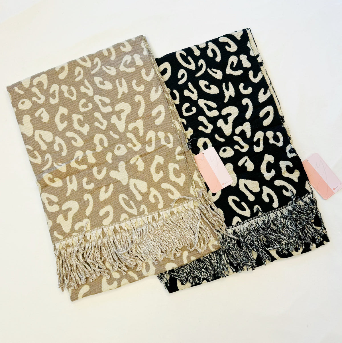 Leopard Print Fringe Scarf, Lightweight Long Wrap 72 x 26 in – image 7