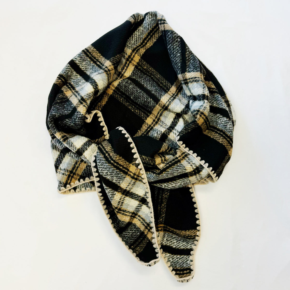 Plaid Triangle Shawl Scarf – 80 x 37 in Winter Wrap – image 4