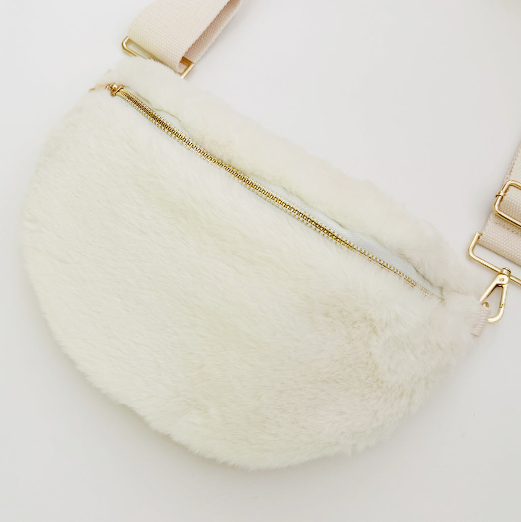 Faux Fur Sling Bag – Soft Crossbody Bag with Wide Adjustable Strap – image 4