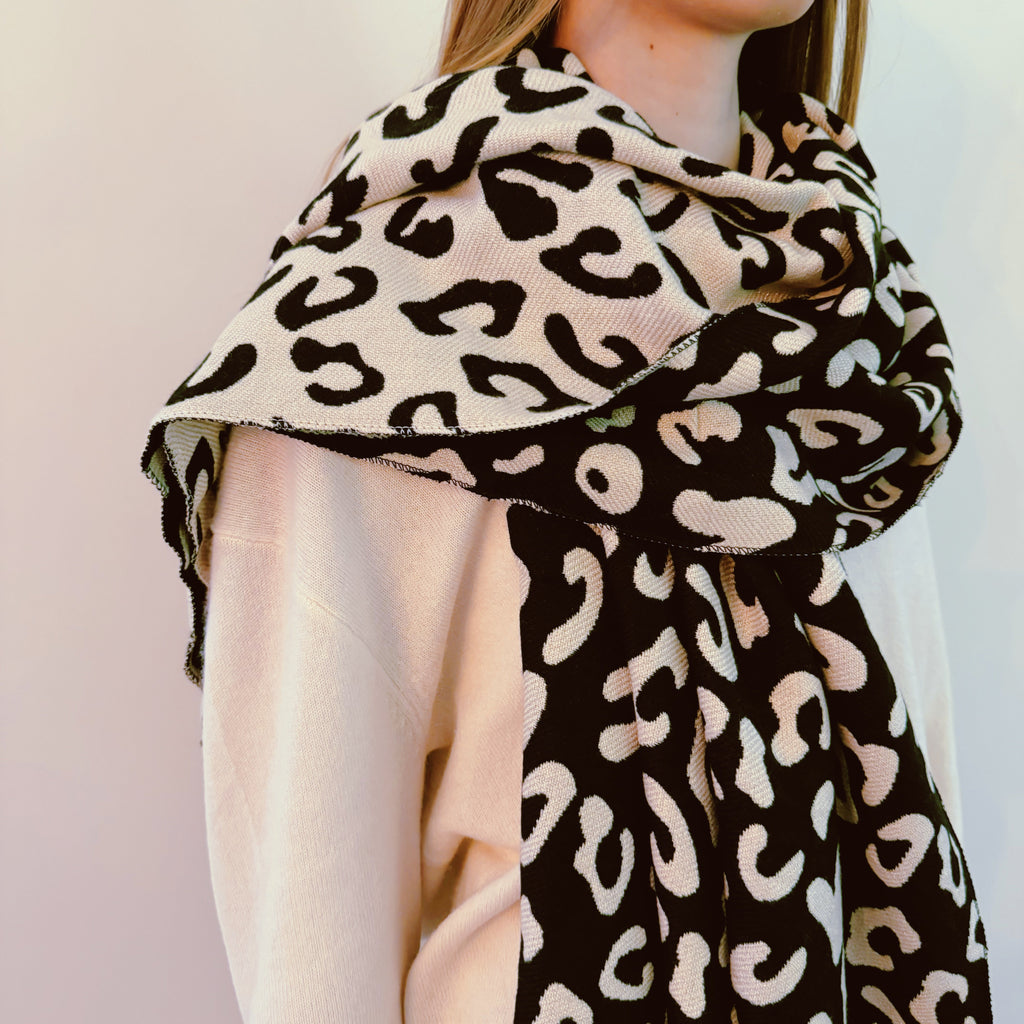 Leopard Print Fringe Scarf, Lightweight Long Wrap 72 x 26 in – image 6