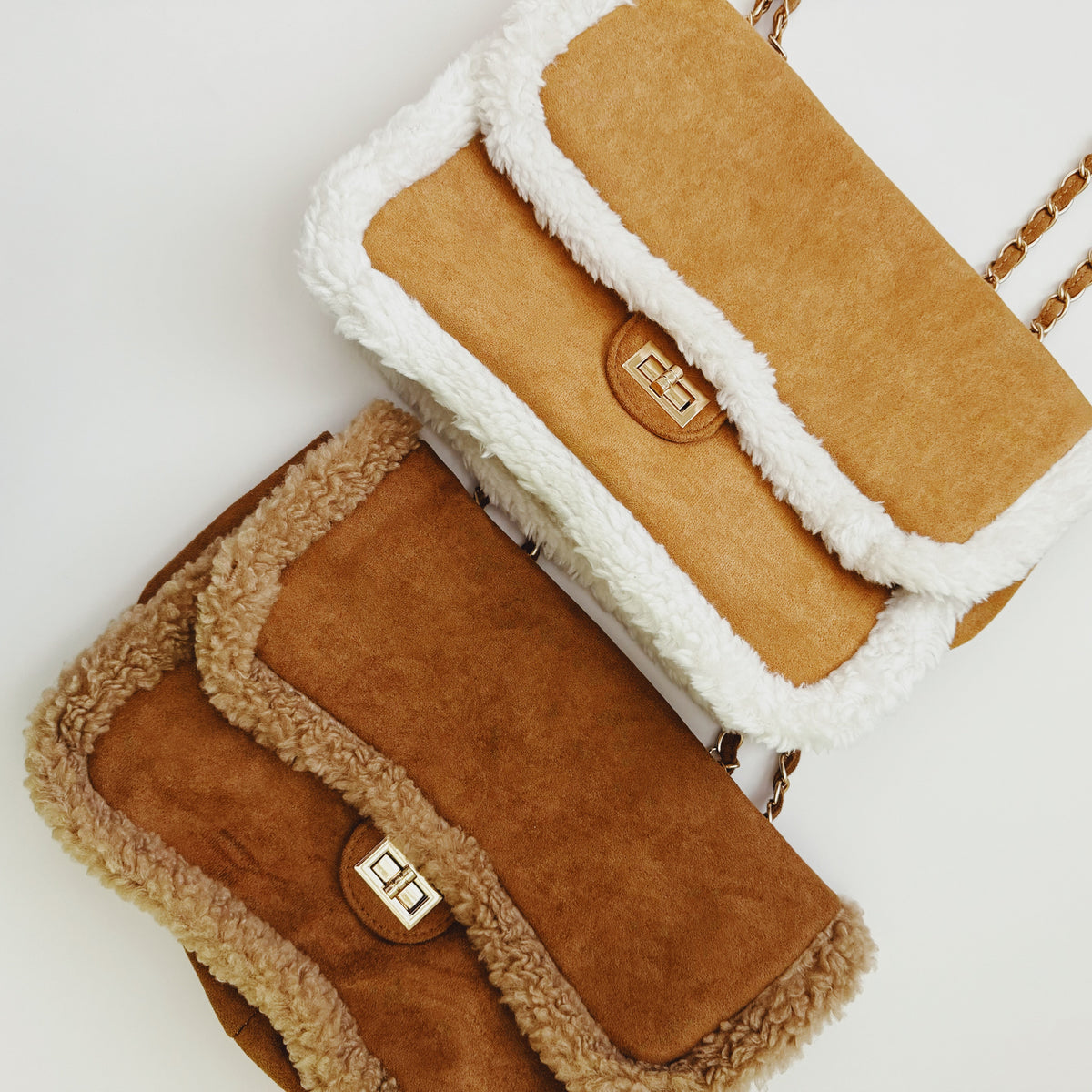 Fluffy Trim Chain Shoulder Bag – Convertible Crossbody Purse – image 7