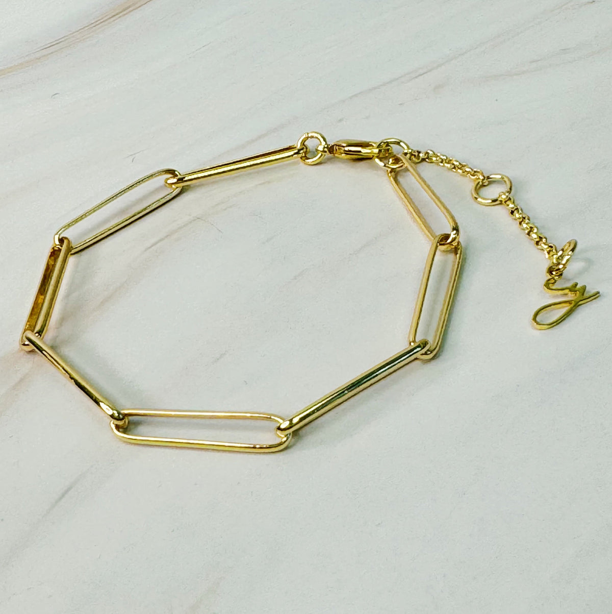 Paperclip Chain Bracelet – 18K Gold Plated, 6.5 in – image 2