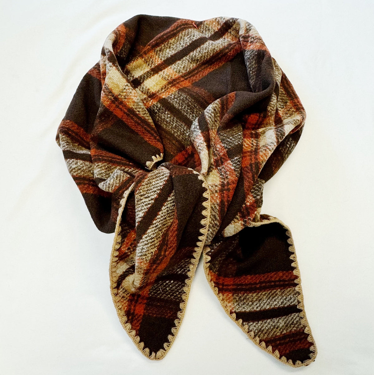 Plaid Triangle Shawl Scarf – 80 x 37 in Winter Wrap – image 5