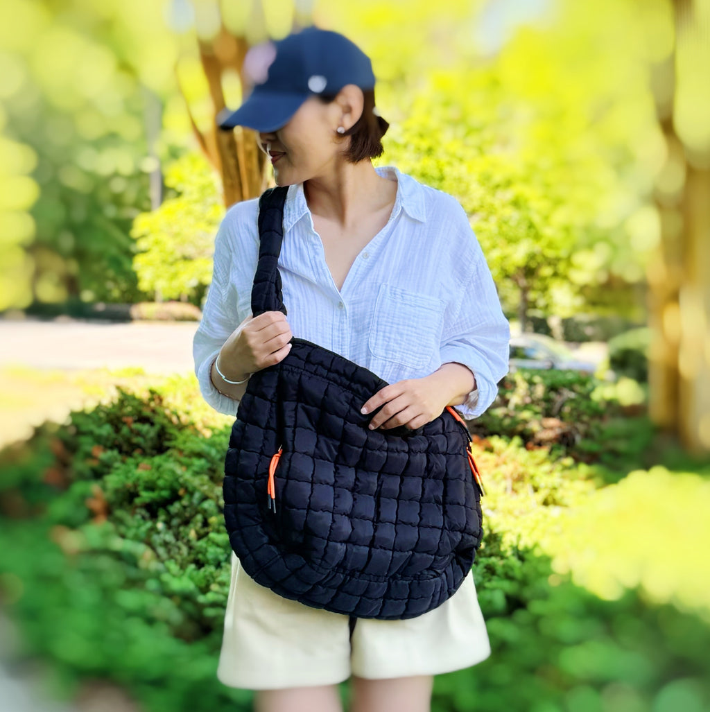 Puffy Quilted Shoulder Bag – Large Crossbody Tote