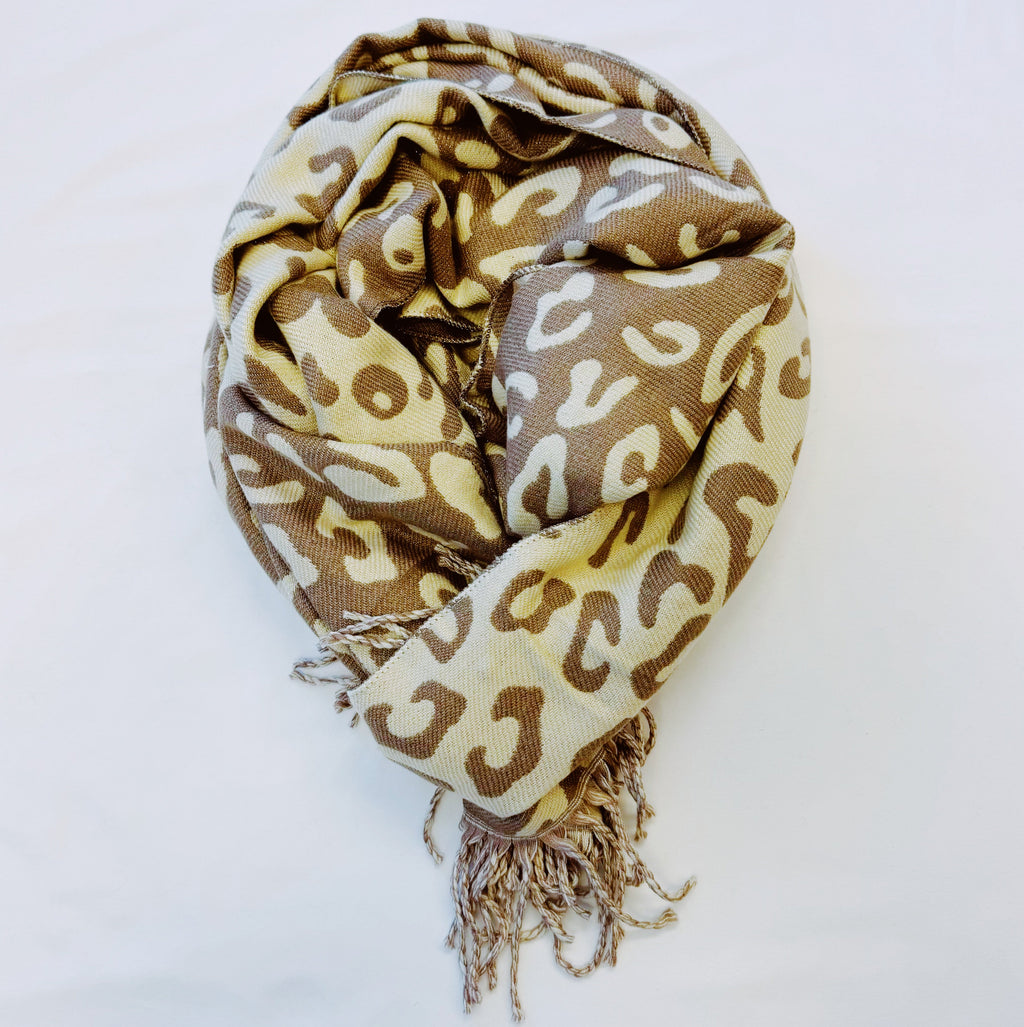 Leopard Print Fringe Scarf, Lightweight Long Wrap 72 x 26 in – image 3