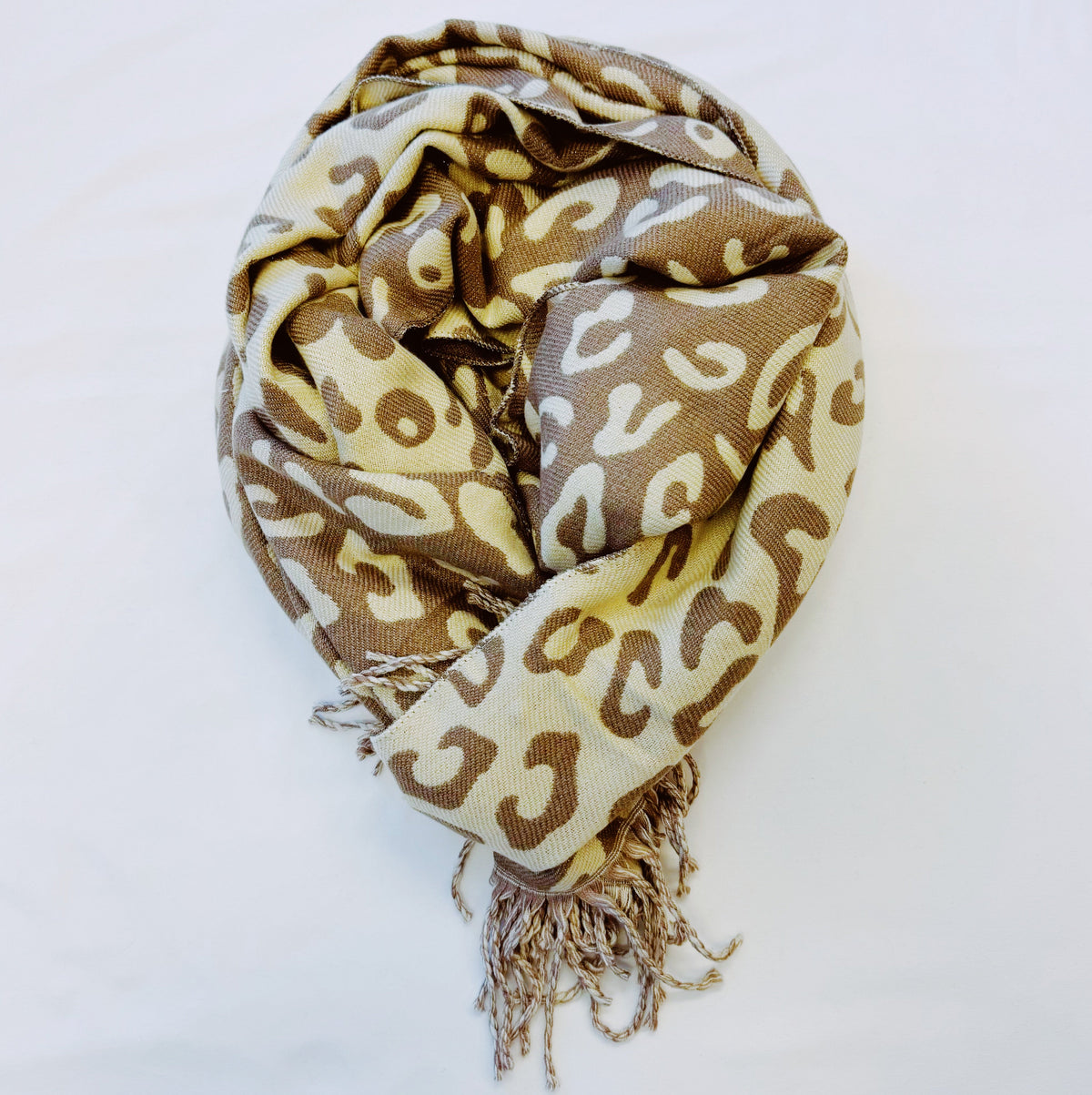 Leopard Print Fringe Scarf, Lightweight Long Wrap 72 x 26 in – image 3