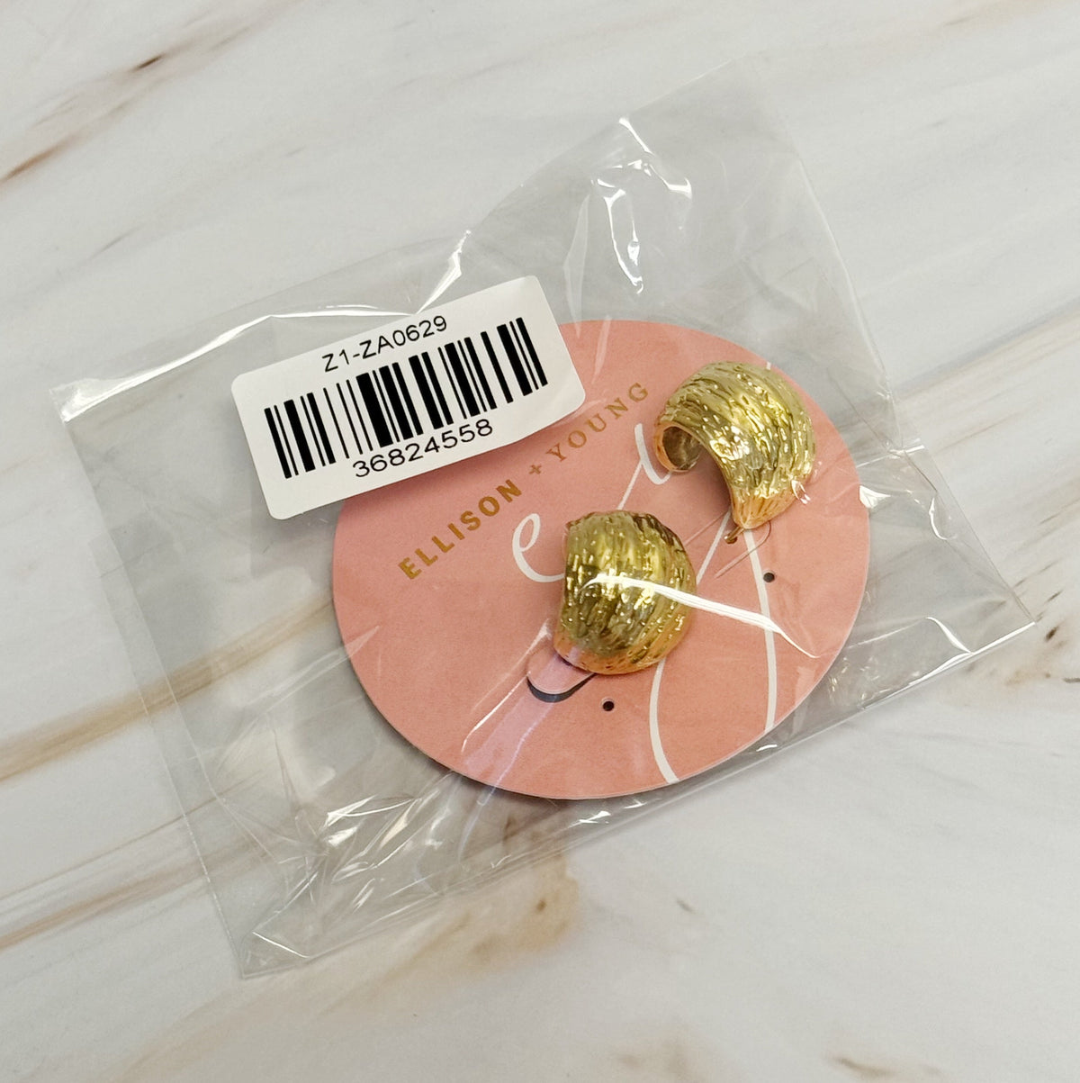 Hoop Earrings – Textured Half Ball, 18K Gold Plated – image 4