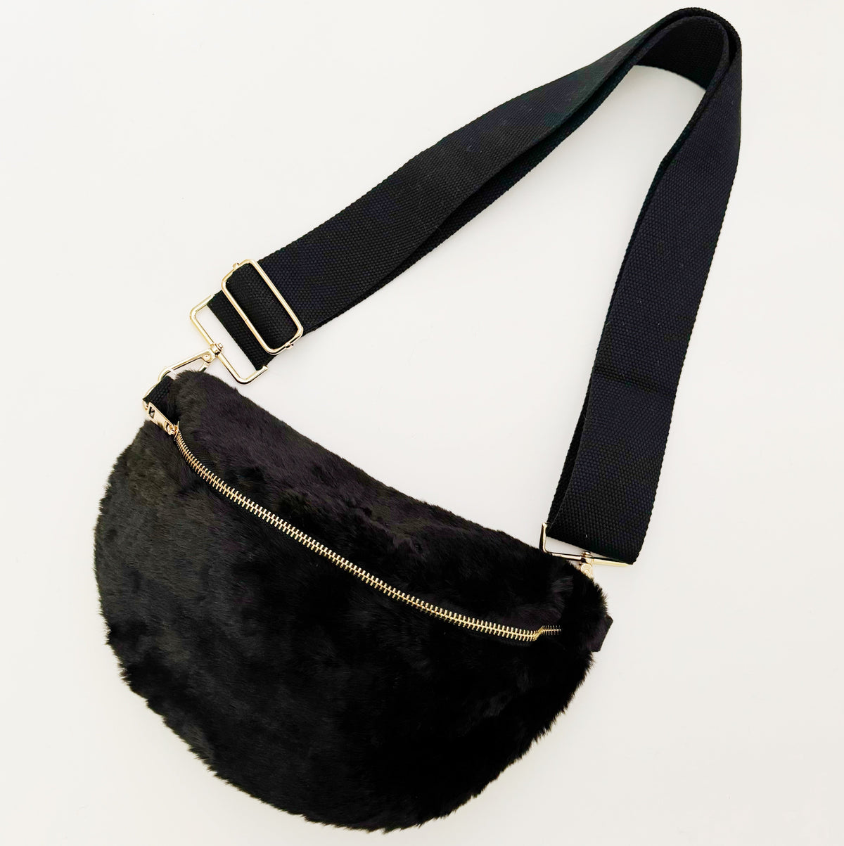 Faux Fur Sling Bag – Soft Crossbody Bag with Wide Adjustable Strap – image 5
