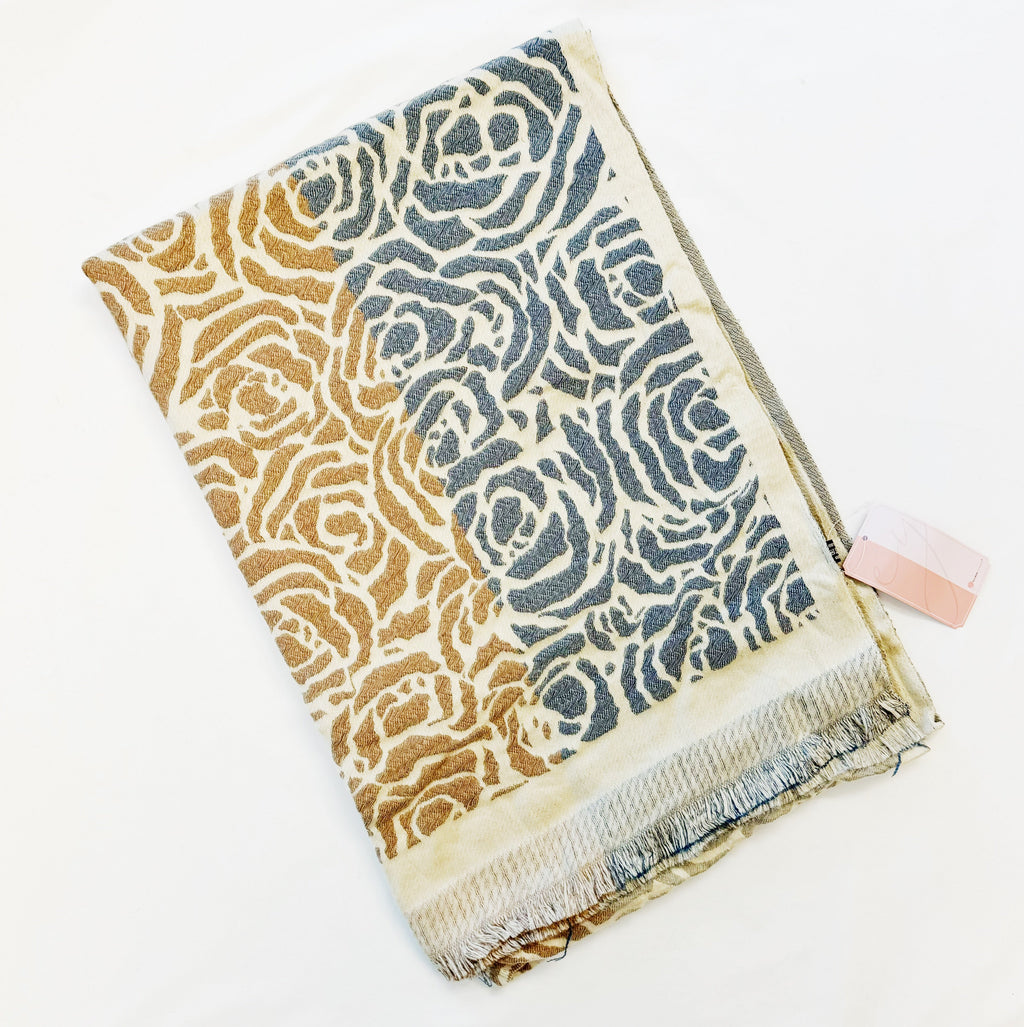Rose Print Scarf – Lightweight Viscose Wrap, 72 x 26 in – image 4