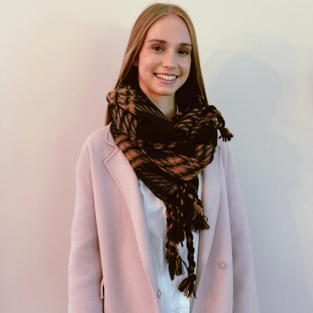 Plaid Scarf – Braided Fringe Blanket Scarf – image 6