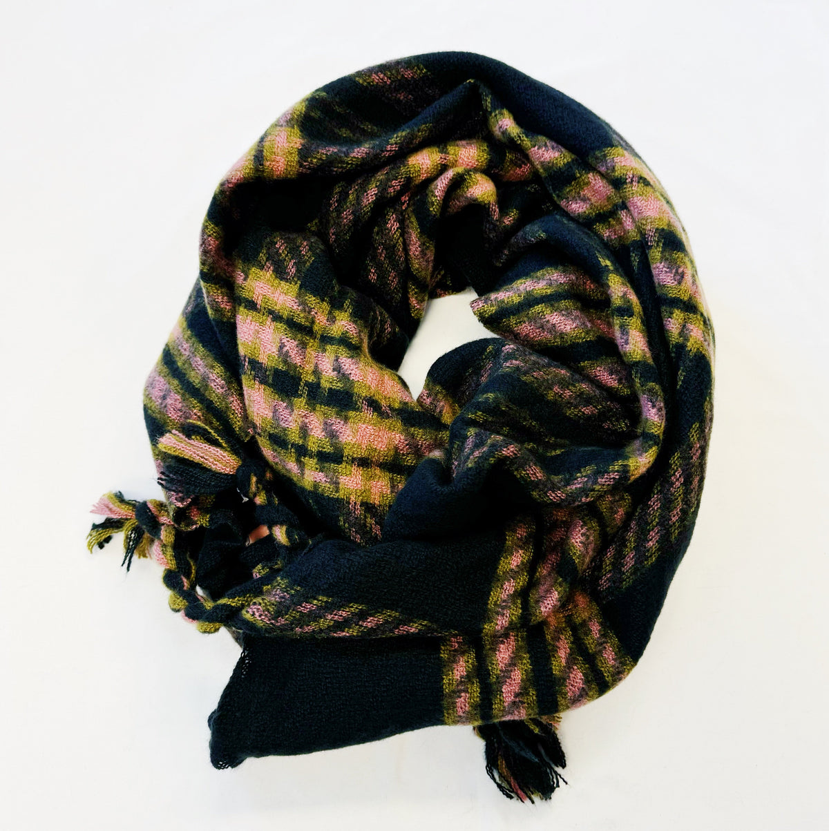 Plaid Scarf – Braided Fringe Blanket Scarf – image 2