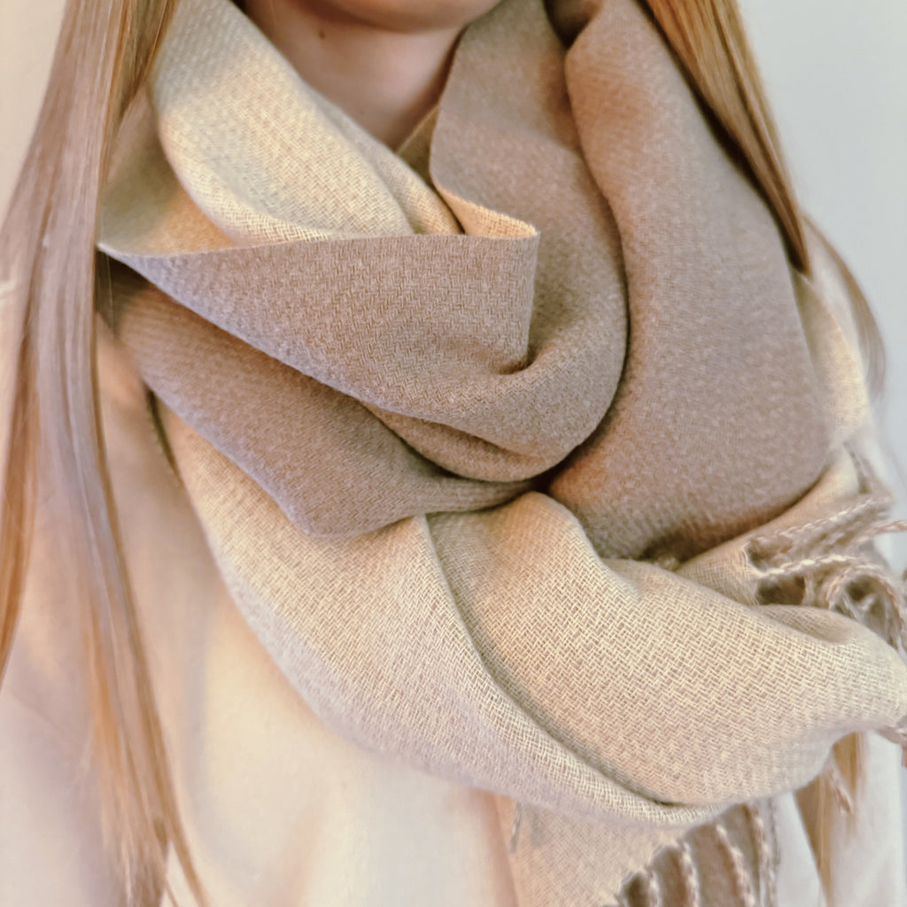 Reversible Fringe Scarf – Rust Double-Sided Winter Wrap – image 12