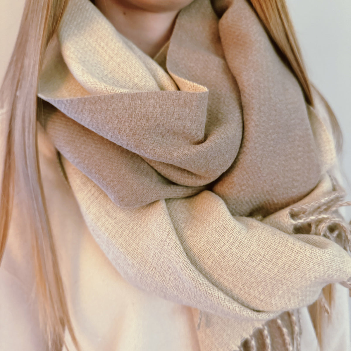 Reversible Fringe Scarf – Rust Double-Sided Winter Wrap – image 12