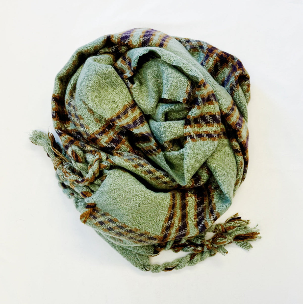 Plaid Scarf – Braided Fringe Blanket Scarf – image 4