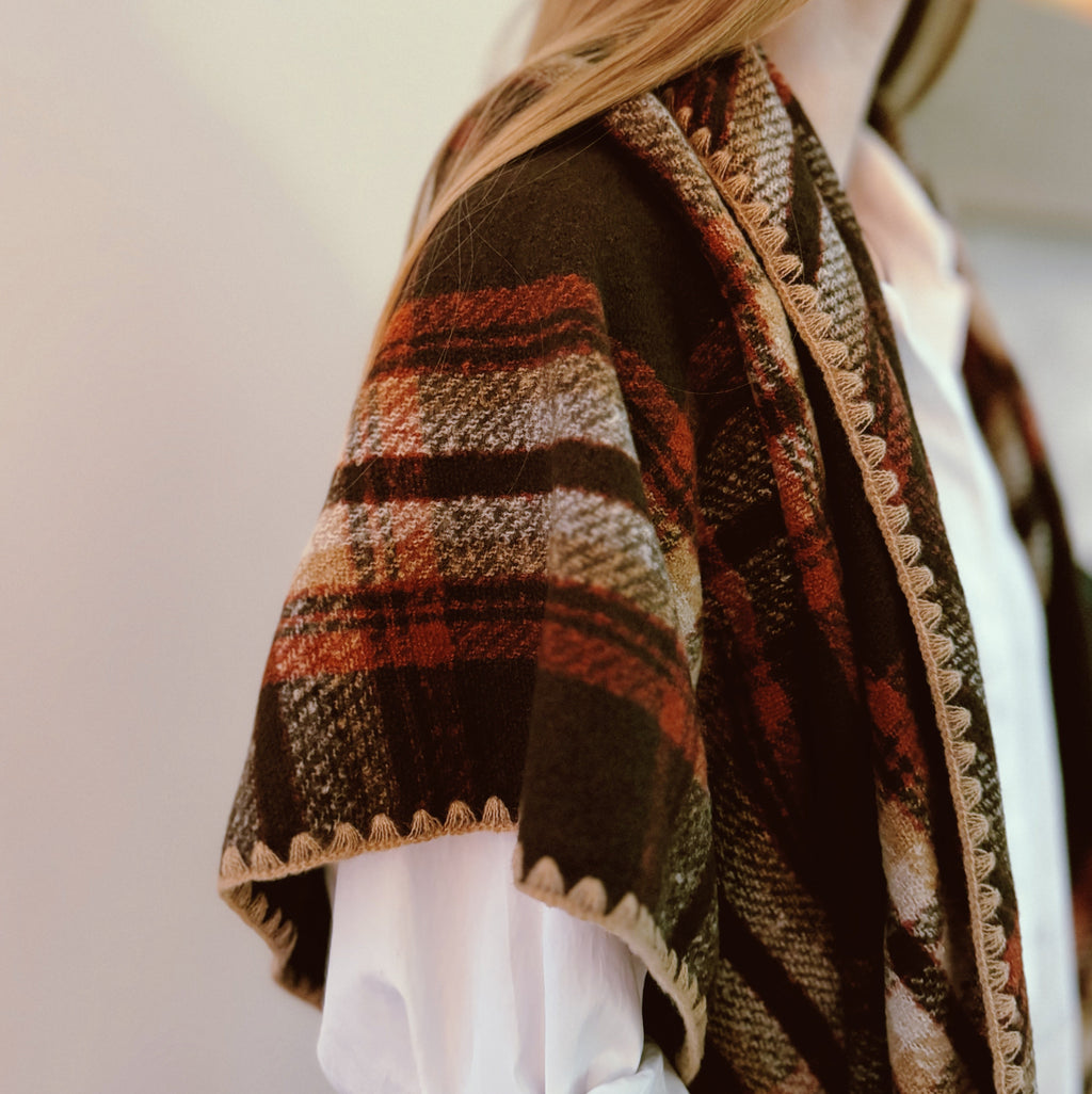 Plaid Triangle Shawl Scarf – 80 x 37 in Winter Wrap – image 14