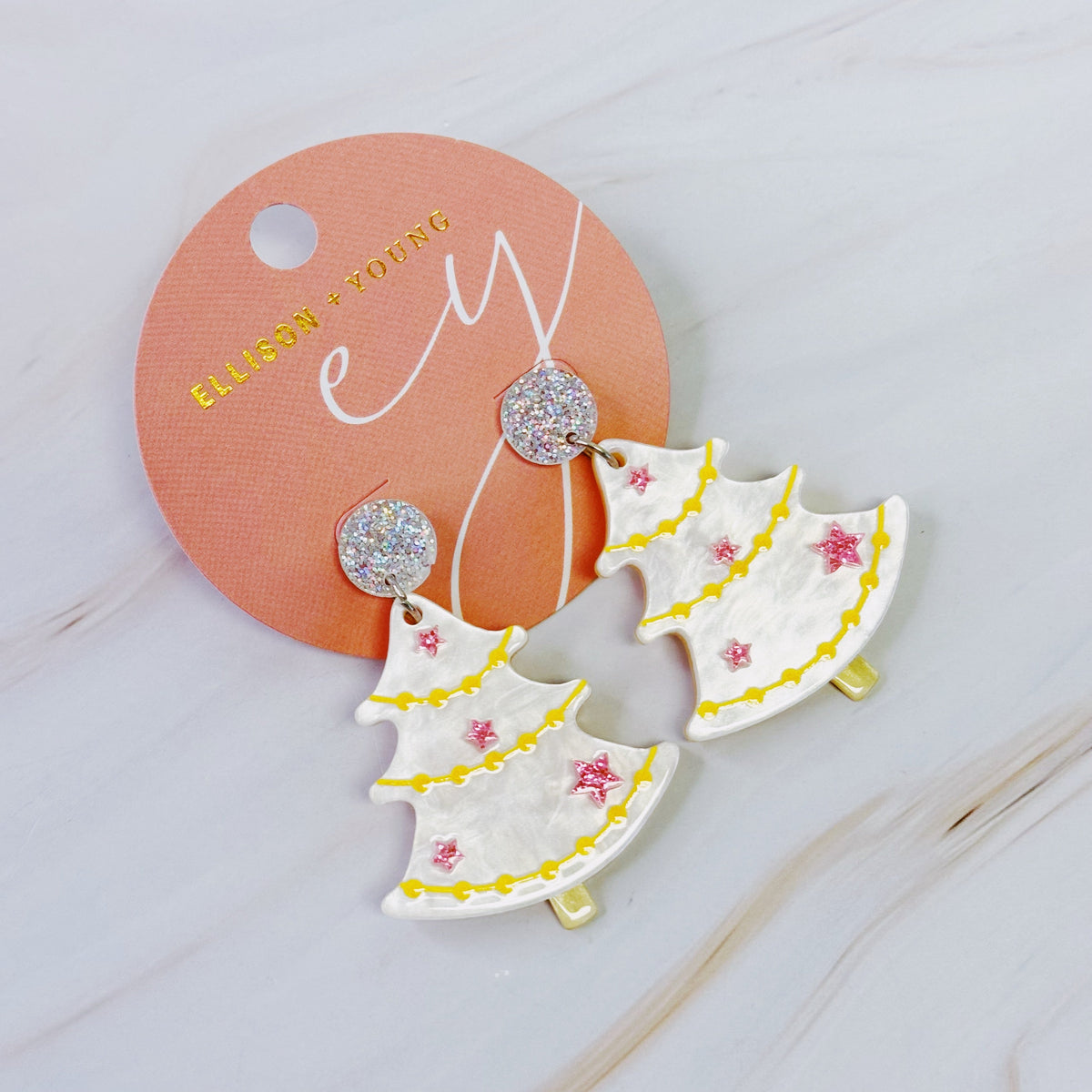 Christmas Tree Earrings – Festive Acrylic Drop Earrings – image 4