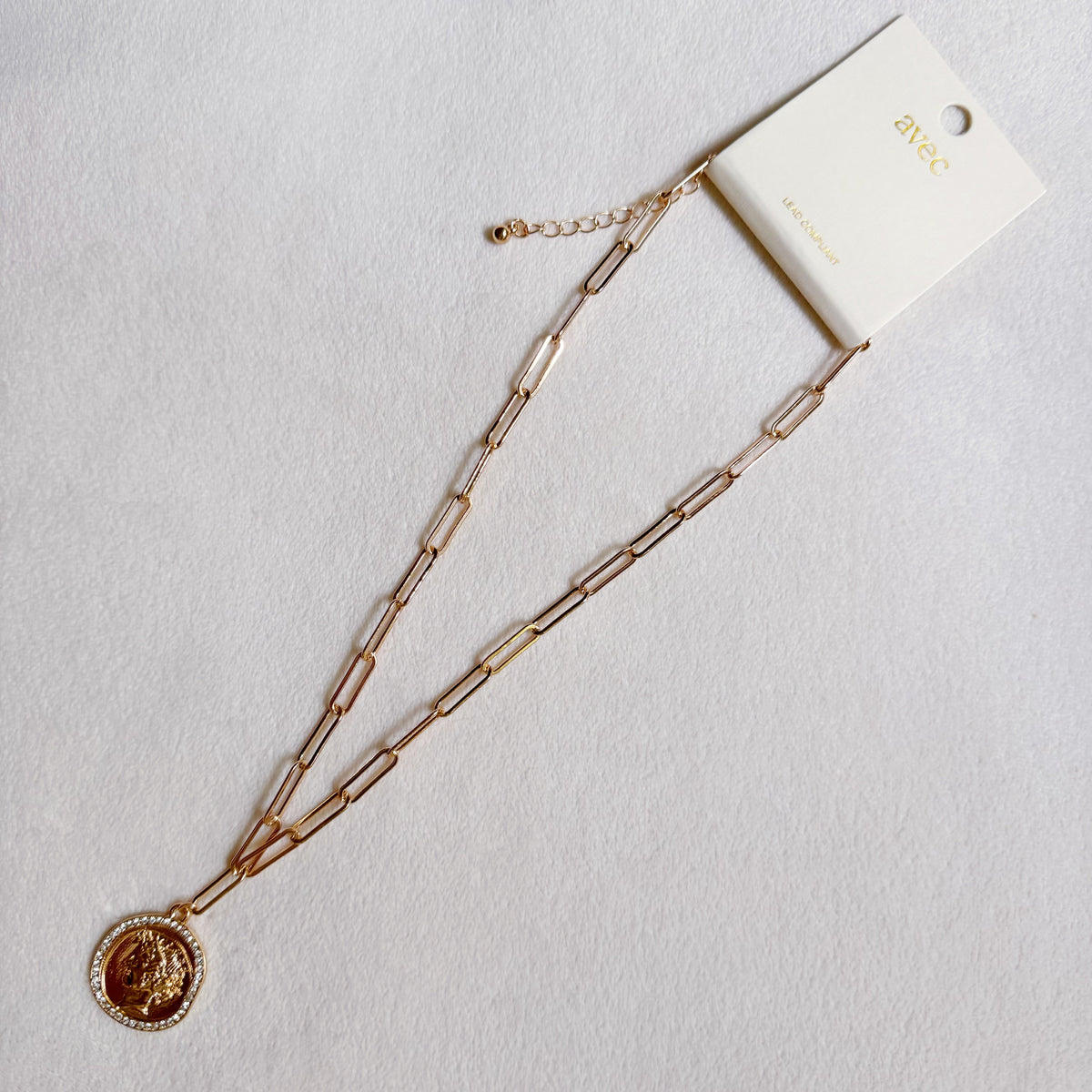 Coin Pendant Necklace, Link Chain Necklace with 3 in Extender – image 5