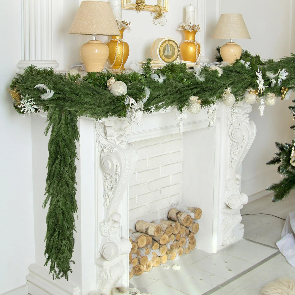 Faux Cedar Christmas Garland for Mantel, Stairs and Table – image 3