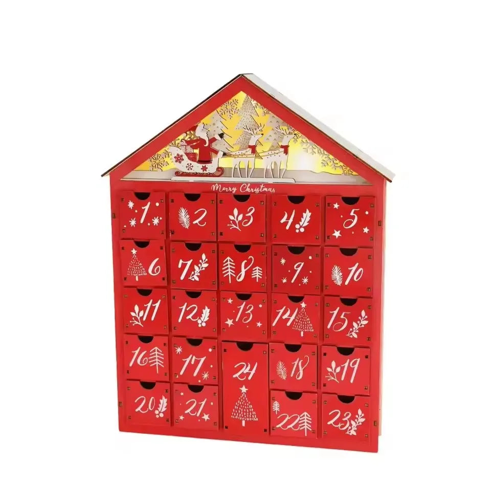 Wooden Village House Advent Calendar With 24 Refillable Drawers – image 5