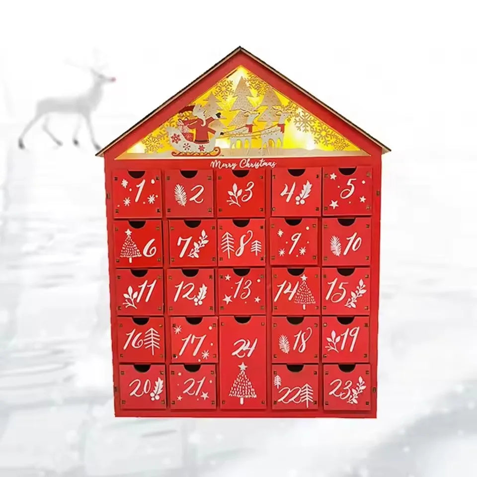 Wooden Village House Advent Calendar With 24 Refillable Drawers – image 2