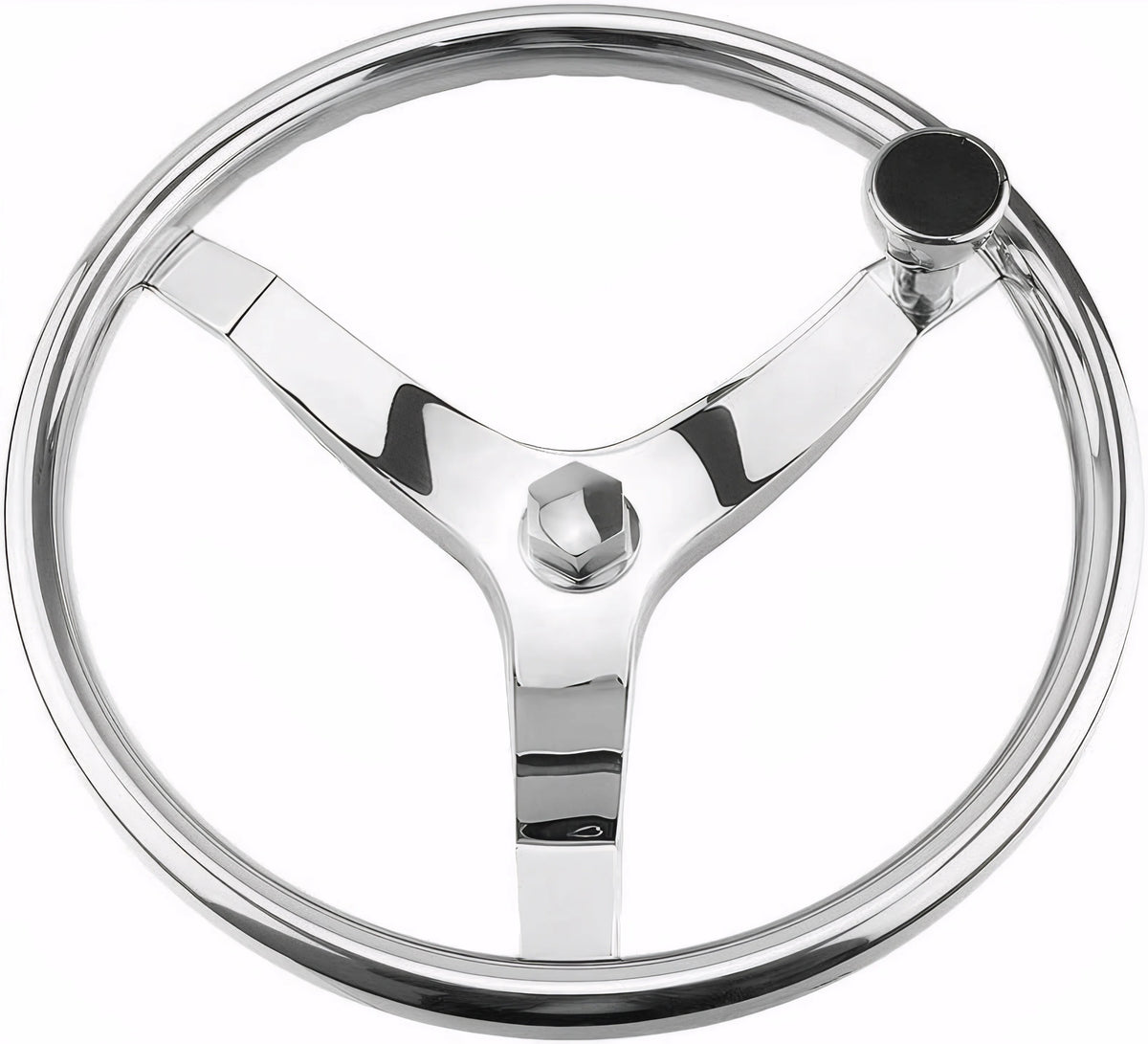 Stainless Steel Boat Steering Wheel, 3 Spoke 13.5 in with Knob