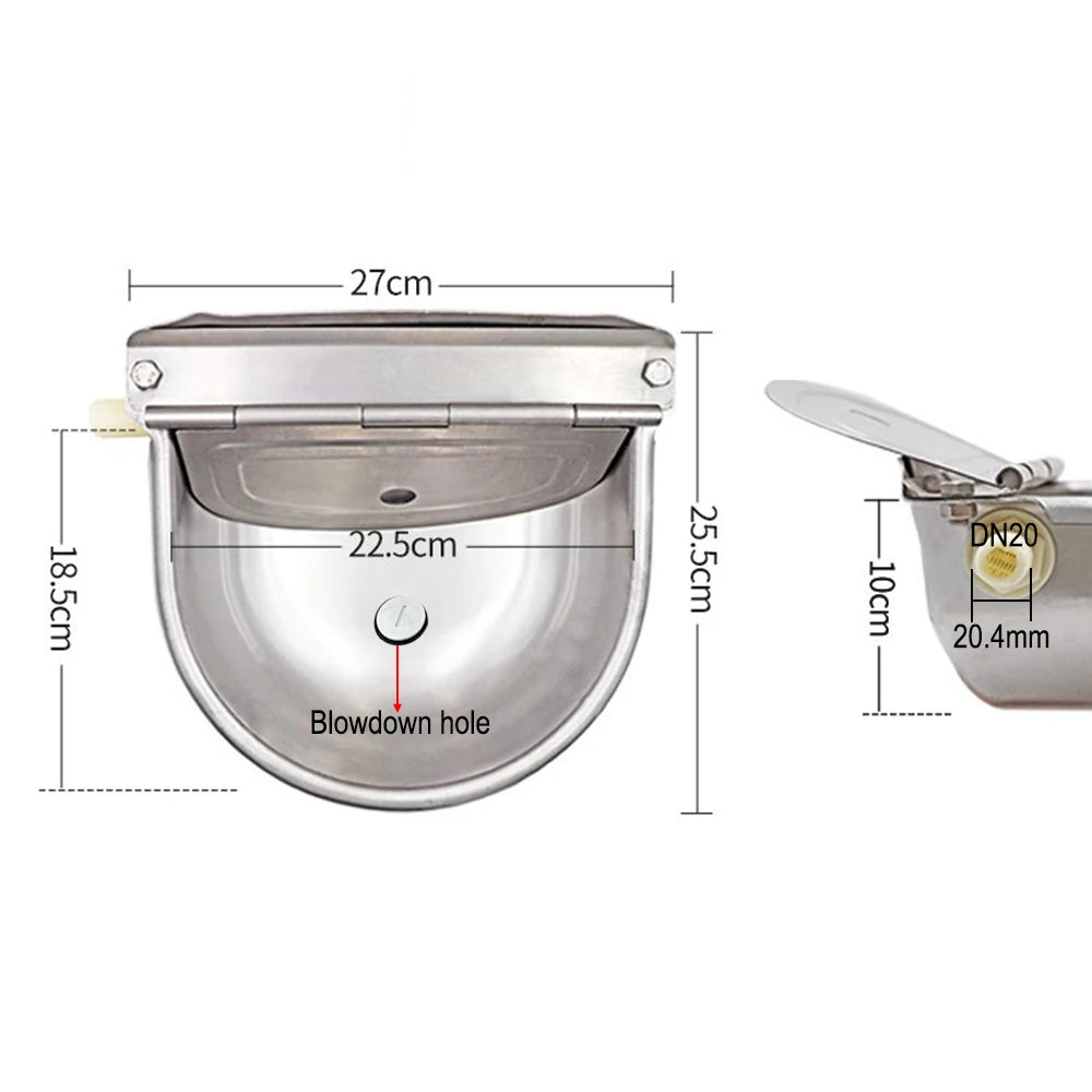 Stainless Steel Automatic Livestock Water Bowl with Float Valve – image 2