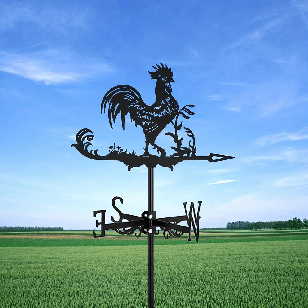 Witch Metal Weathervane with Roof Mount Wind Direction Indicator