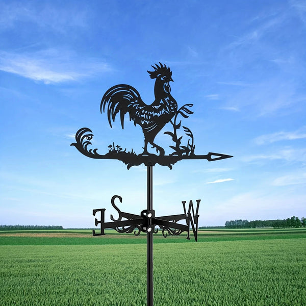 Witch Metal Weathervane with Roof Mount Wind Direction Indicator