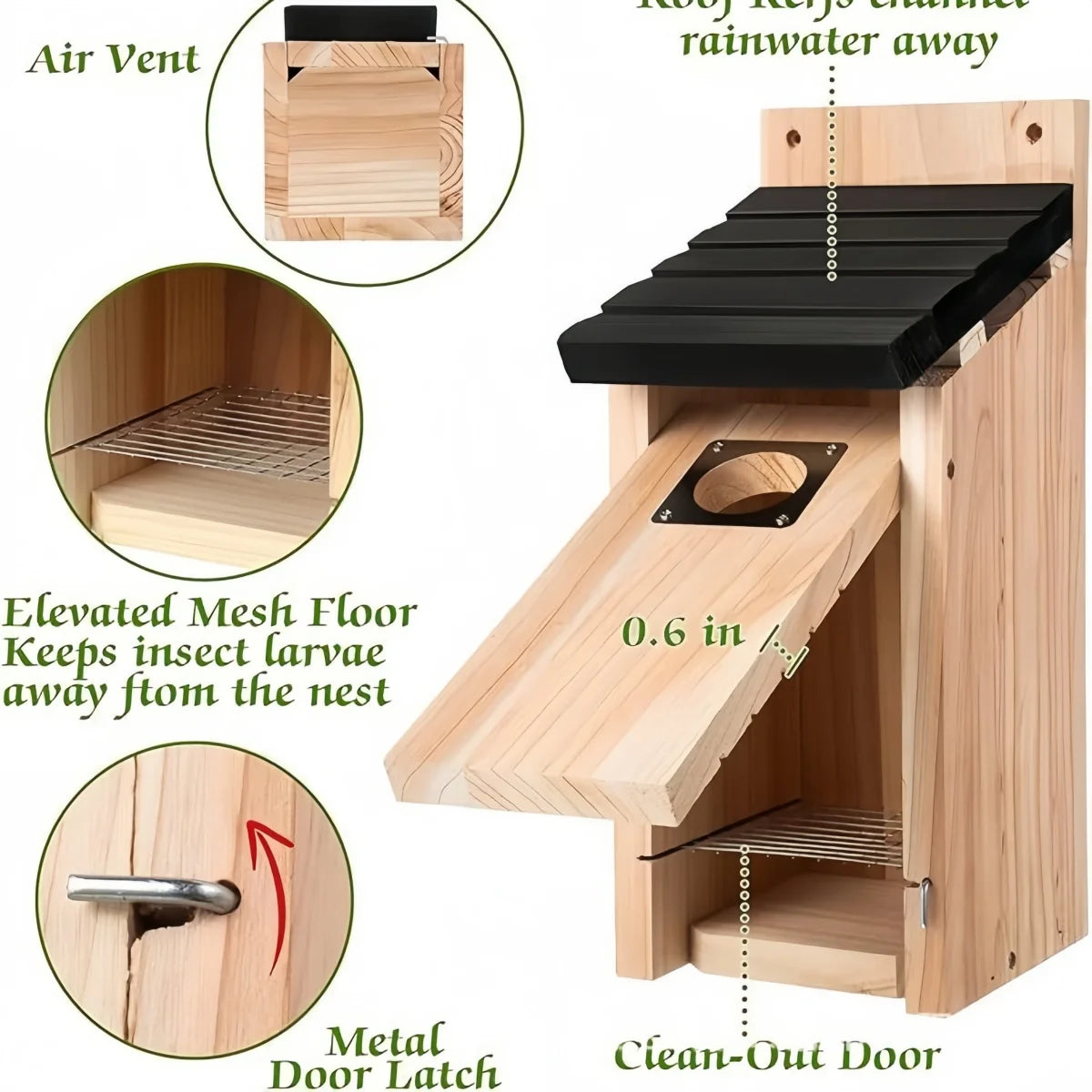Cedar Bird House for Outside, Bluebird, Wren and Chickadee Nest Box – image 5