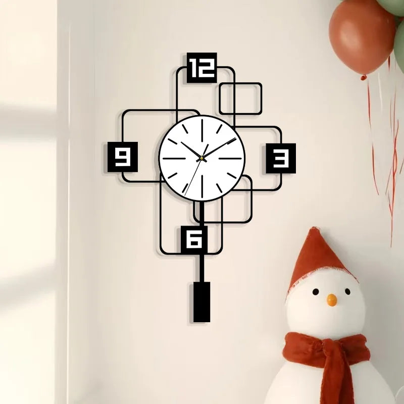 Modern Minimalist 16 Inch Silent Swing Wall Clock, White – image 1