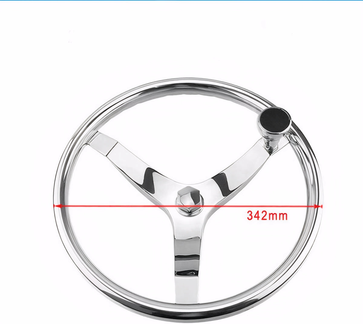 Stainless Steel Boat Steering Wheel, 3 Spoke 13.5 in with Knob