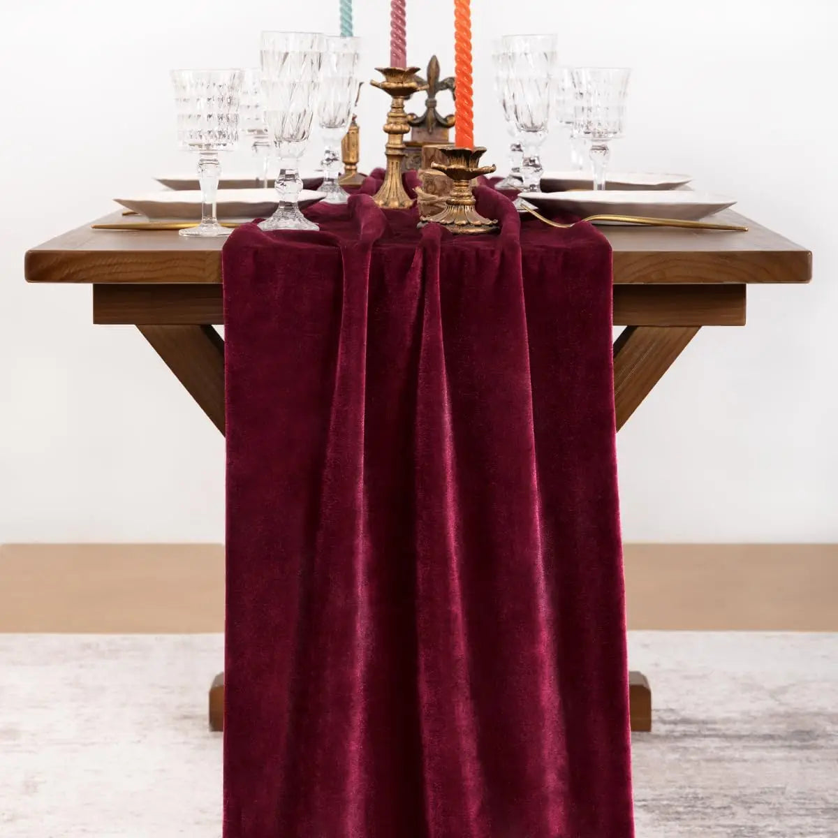 Burgundy Velvet Christmas Table Runner, 10 ft or 14 ft – image 4
