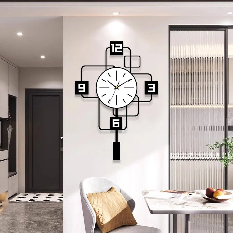 Modern Minimalist 16 Inch Silent Swing Wall Clock, White – image 2
