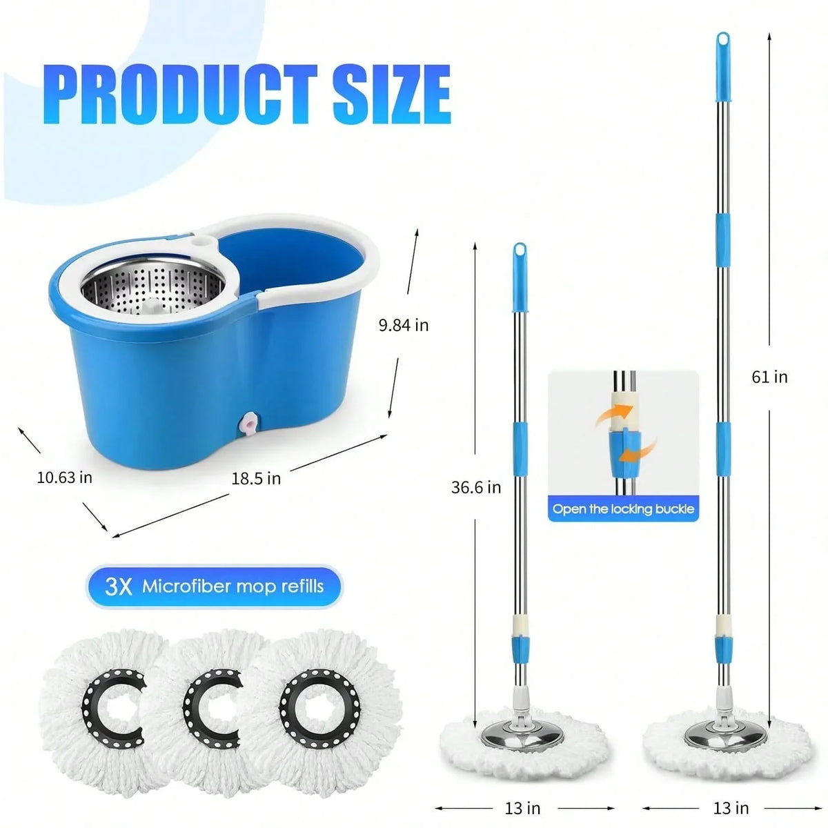 Spin Mop and Bucket Set with Soap Dispenser & 2 Mop Heads – image 5